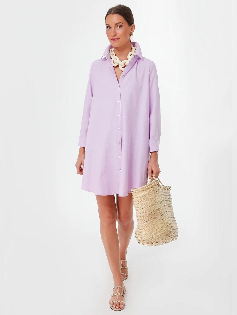 Tuckernuck Pomander Place Oxford Harris Shirt Dress Lavender Purple